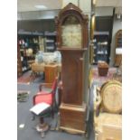 Ablitt Ipswich, an 8 day long case clock, the arch dial painted with country house and ploughing