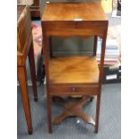 An early 19th century mahogany washstand with central divide lift up top 87cmx35.5cm sq