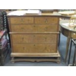 A walnut chest of drawers on later stand, 105x102x57cm
