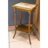 A C19 gilt-metal mounted and marble topped French jardinière stand, 81 x 40 x 30 cm