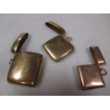 Three 9ct gold vesta cases