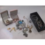 A collection of gold, silver, gemset and costume jewellery