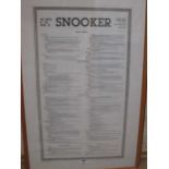 Rules of Snooker, 75x50cm; and Rules of Billiards, posters (2)