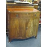 A George III reproduction mahogany and ebony strung bow fronted side cabinet 91 x 92 x 51cm