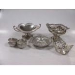A collection of 4 silver bon bon dishes,