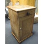 A pine pot cupboard with a single drawer and cupboard below 89 x 52 x 52cm