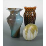 A Carin Von Drehle irridescent studio glass vase,