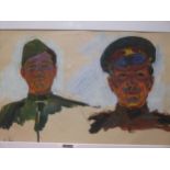 Konstantin Ivanovich Pokulity (Ukraine, b.1934) Two Russian soldiers, dated 1976 to the reverse, oil