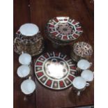 A Royal Crown Derby 1128 pattern imari service for twelve, comprising cups, saucers, six side