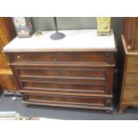 A French marble topped commode with four long moulded panel drawers, 100 x 130 x 53cm