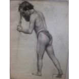 Nancy Weir Huntley (1890-?) Standing male nude pencil and charcoal 74 x 53cm