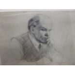 Valentin Vasilyevich Sizikov (Ukraine, b.1918) Study of Lenin, pencil drawing, 30 x 20cm; V.