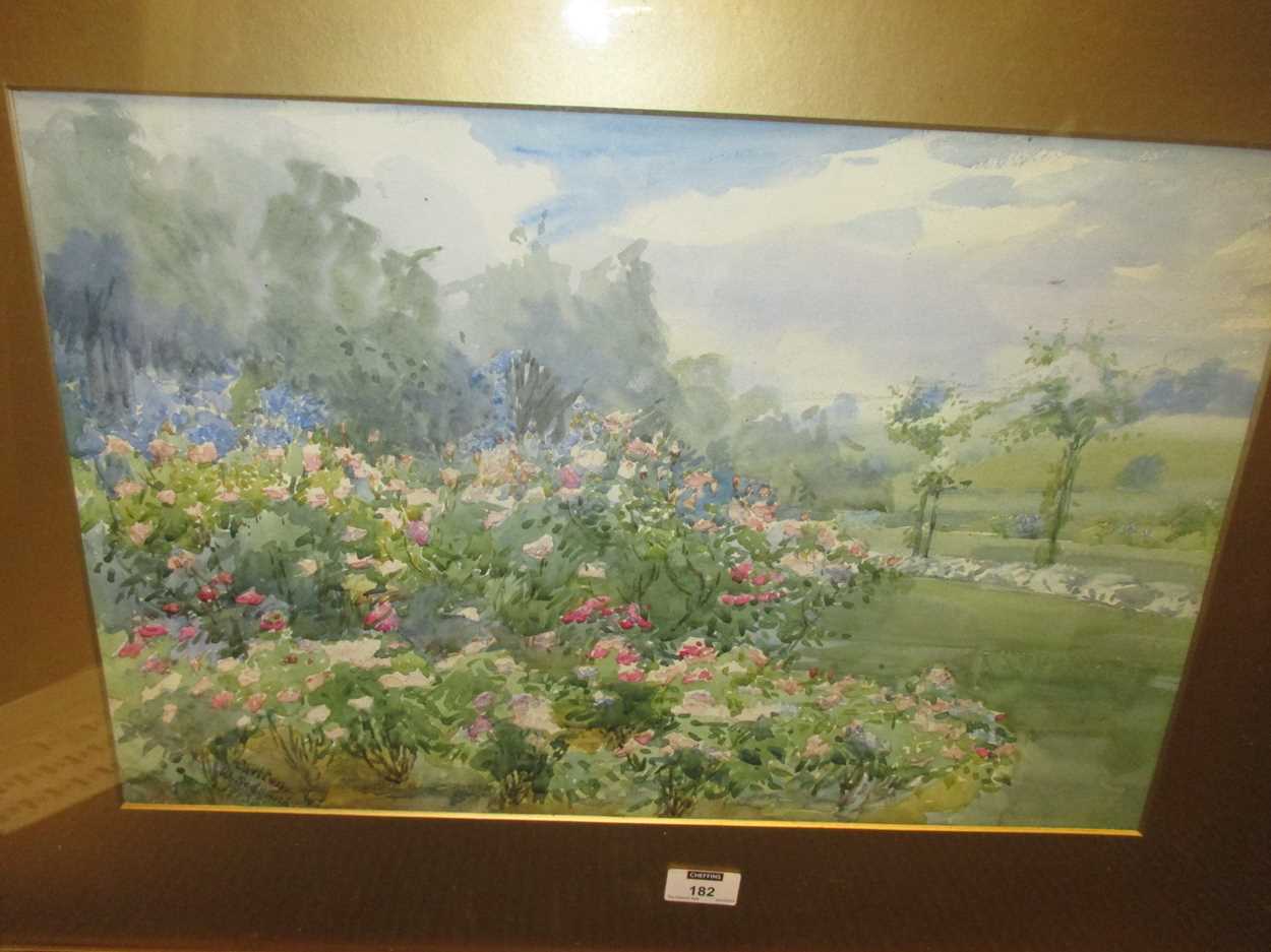 A pair of early 20th century floral or garden watercolours, signed and dated 1913; together with a