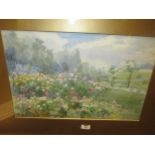 A pair of early 20th century floral or garden watercolours, signed and dated 1913; together with a