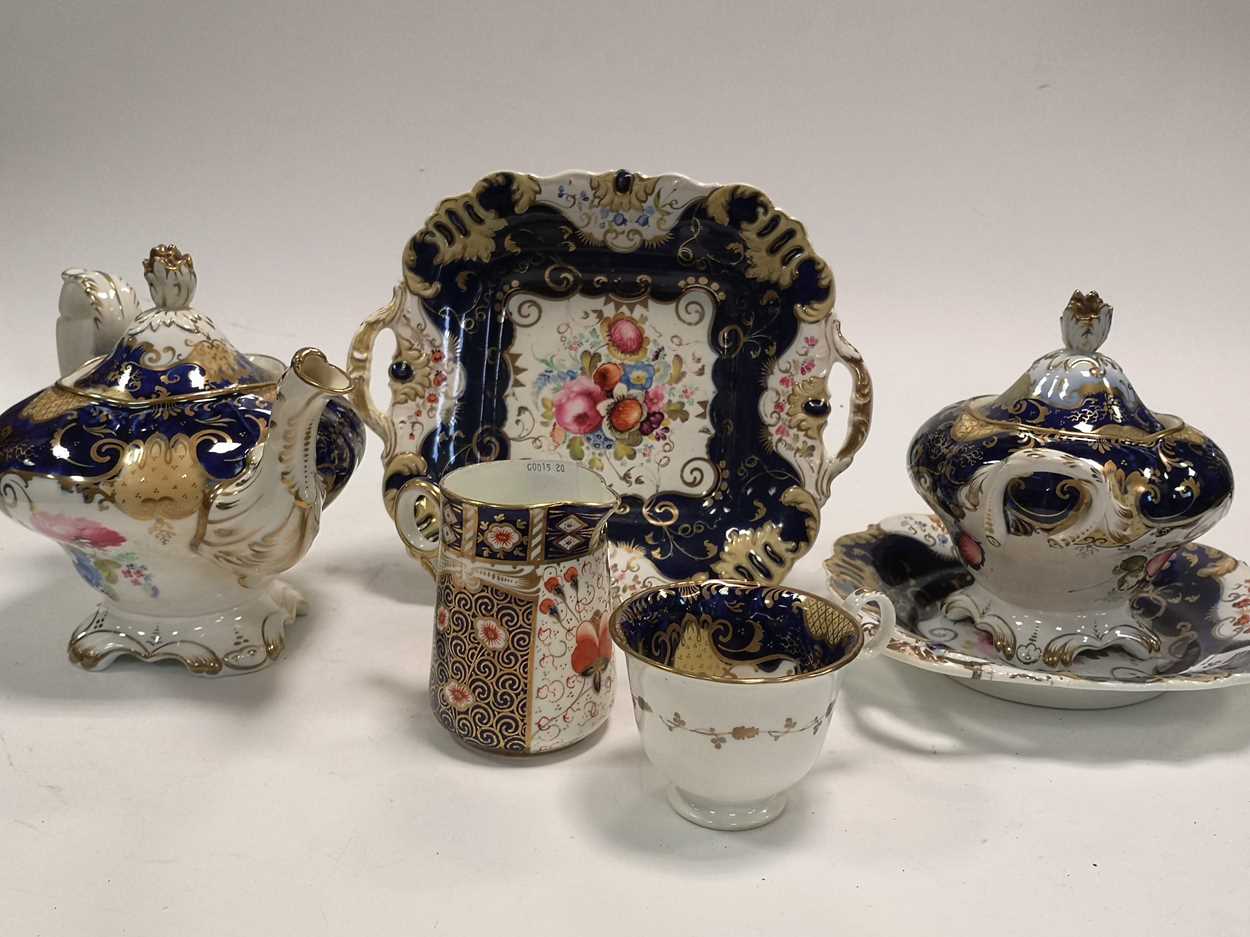 A Victorian Staffordshire pottery part tea service and various Imari porcelain