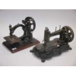 A Willcox & Gibbs sewing machine, and another sewing machine with fiddle bed (2)