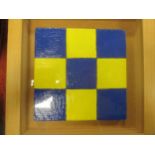 Guy Charvet, British, 20th century, blue and yellow chequerboard and red and green chequer board,