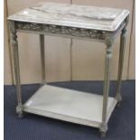 Louis XVI style side table with marble top, 68 x 60 x 40cm