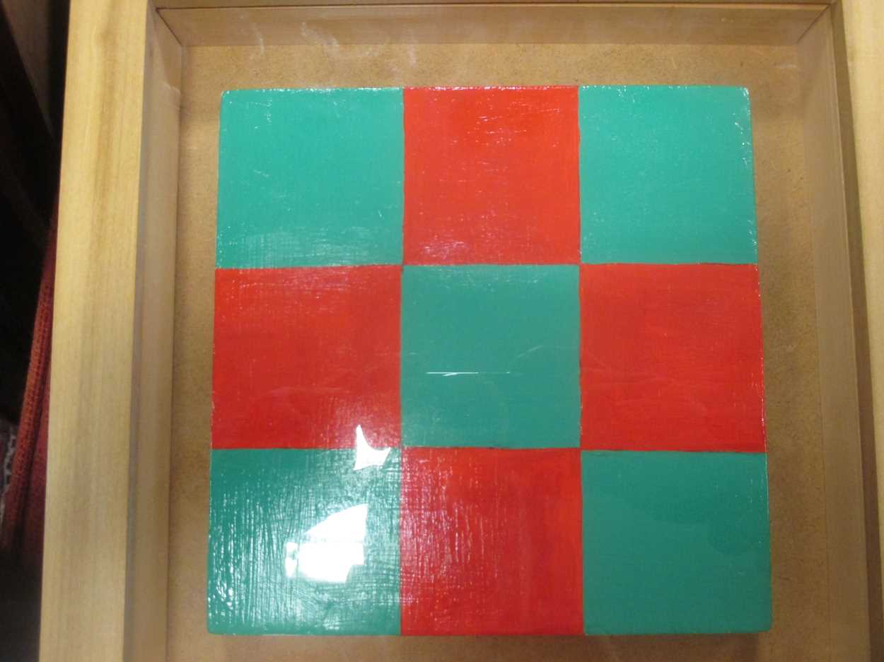 Guy Charvet, British, 20th century, blue and yellow chequerboard and red and green chequer board, - Image 3 of 4