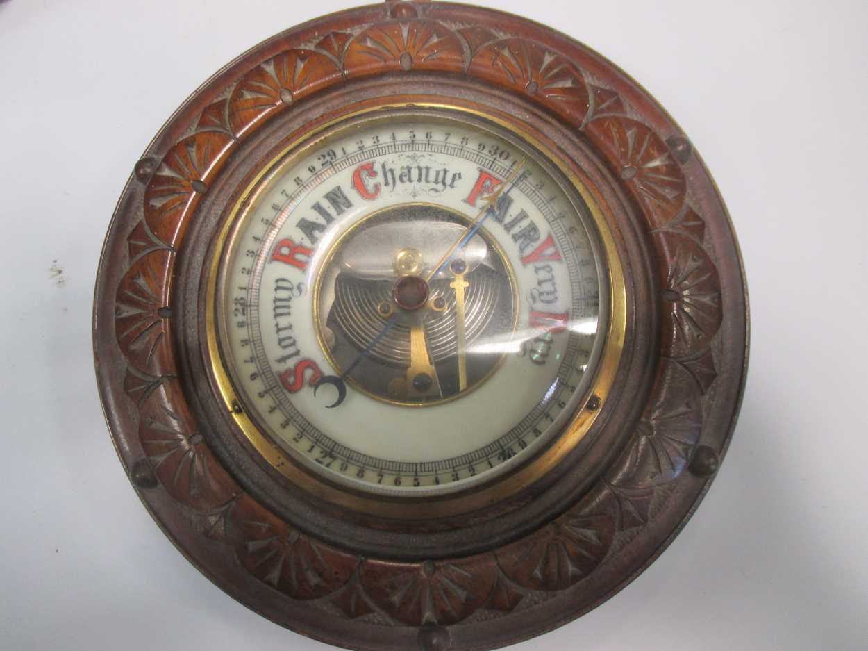 An Edwardian brass carriage clock, aneroid barometer and medical kit - Image 4 of 5