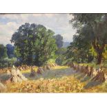 British School, 20th century, 'Below North Downs', oil on board, 24 x 34cm