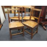 Four 19th century fruitwood dining chairs
