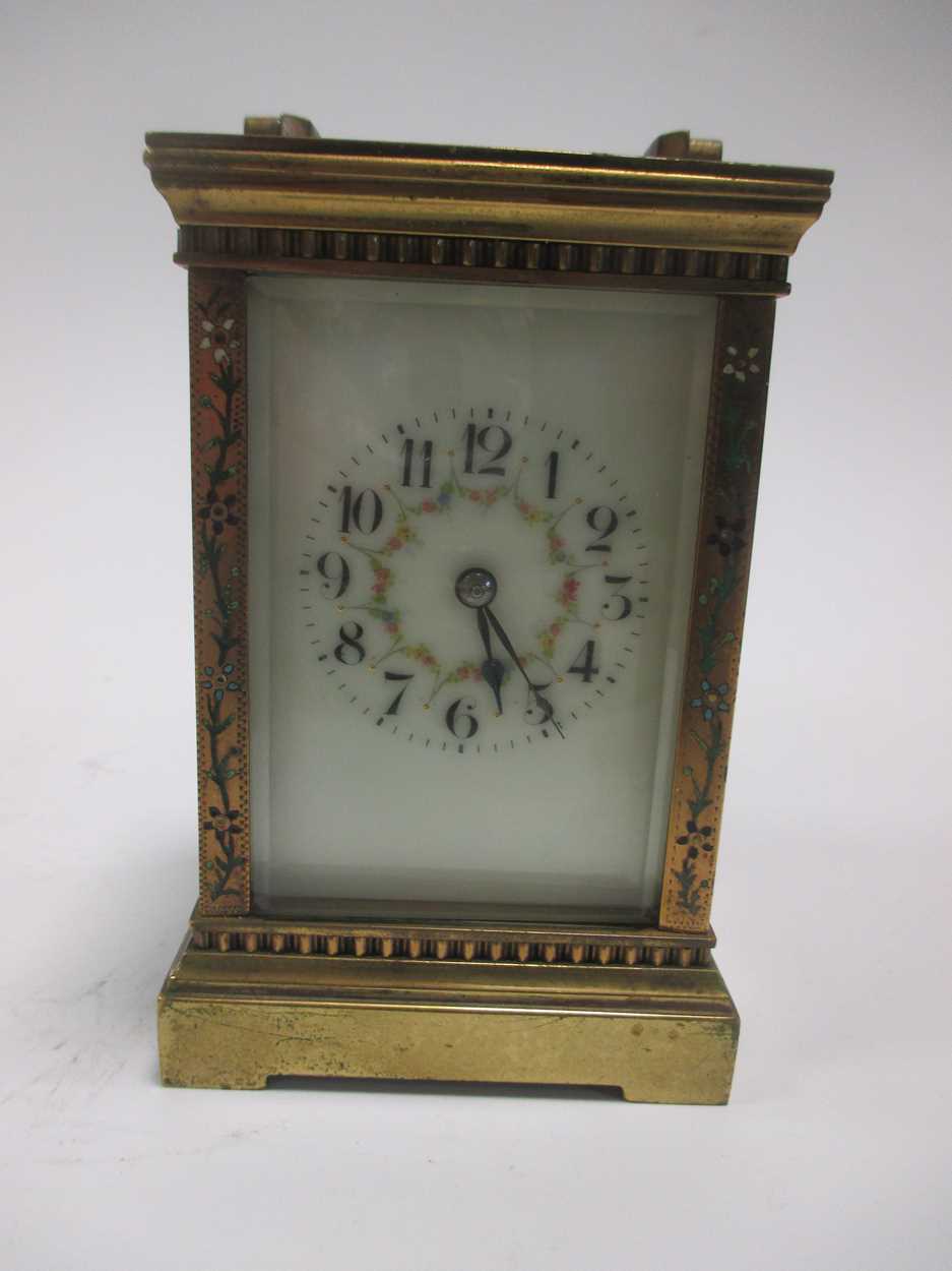 An Edwardian brass carriage clock, aneroid barometer and medical kit - Image 2 of 5