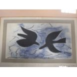 Georges Braque, reproduction print 'Les deux Oiseaux', printed signature, 18 x 20cm