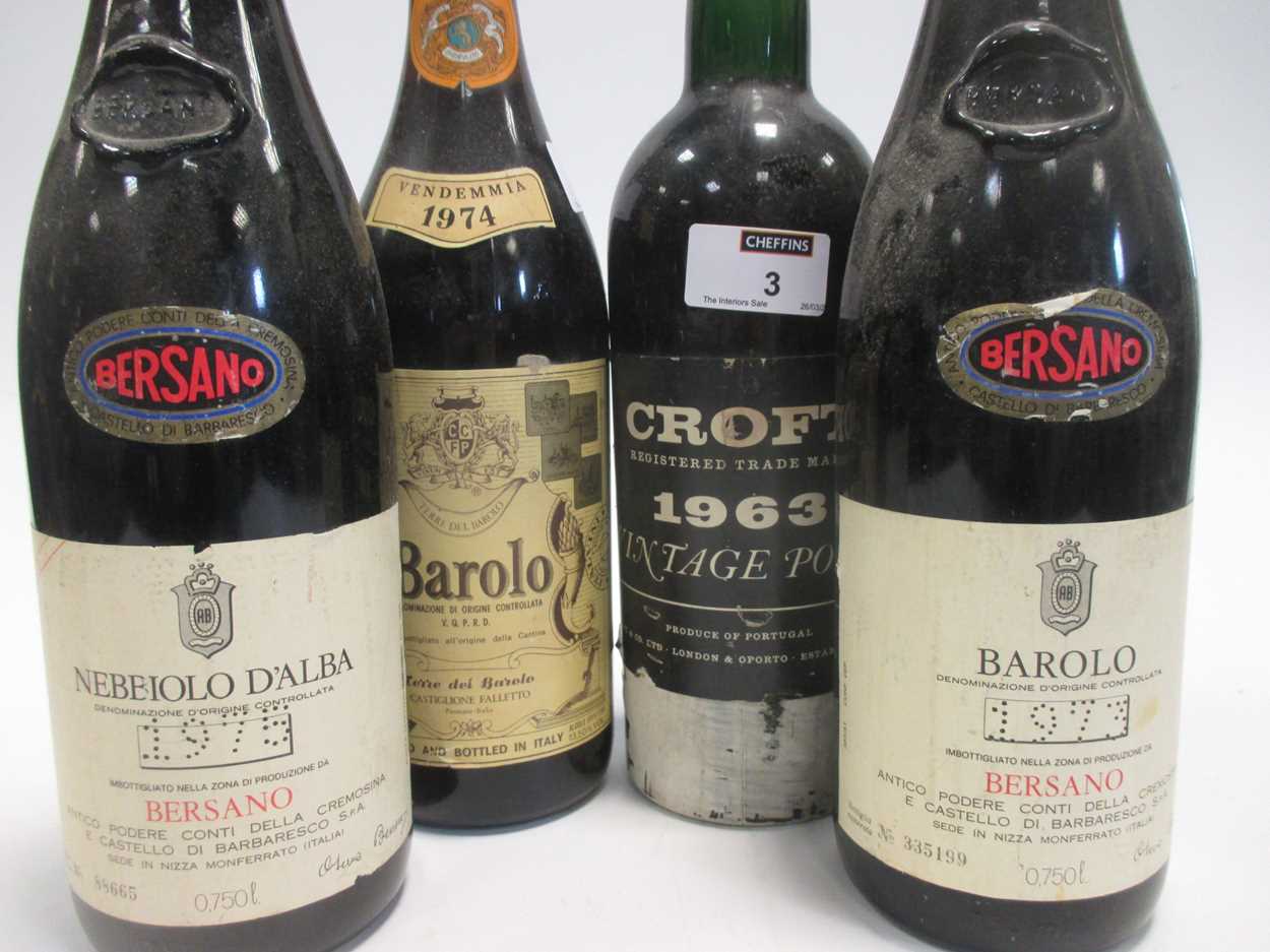 Croft 1963 port one bottle and three various wines (4) - Image 2 of 3