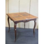 A 19 th century French provincial gaming table with 4 drawers, 74 x 83 x 80cm