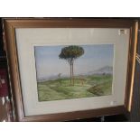 A collection of seven loose watercolours, drawings and prints by various artists and of various