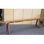 A 19 th century yew wood bench, 44.5 high x 197 wide x 17 deep