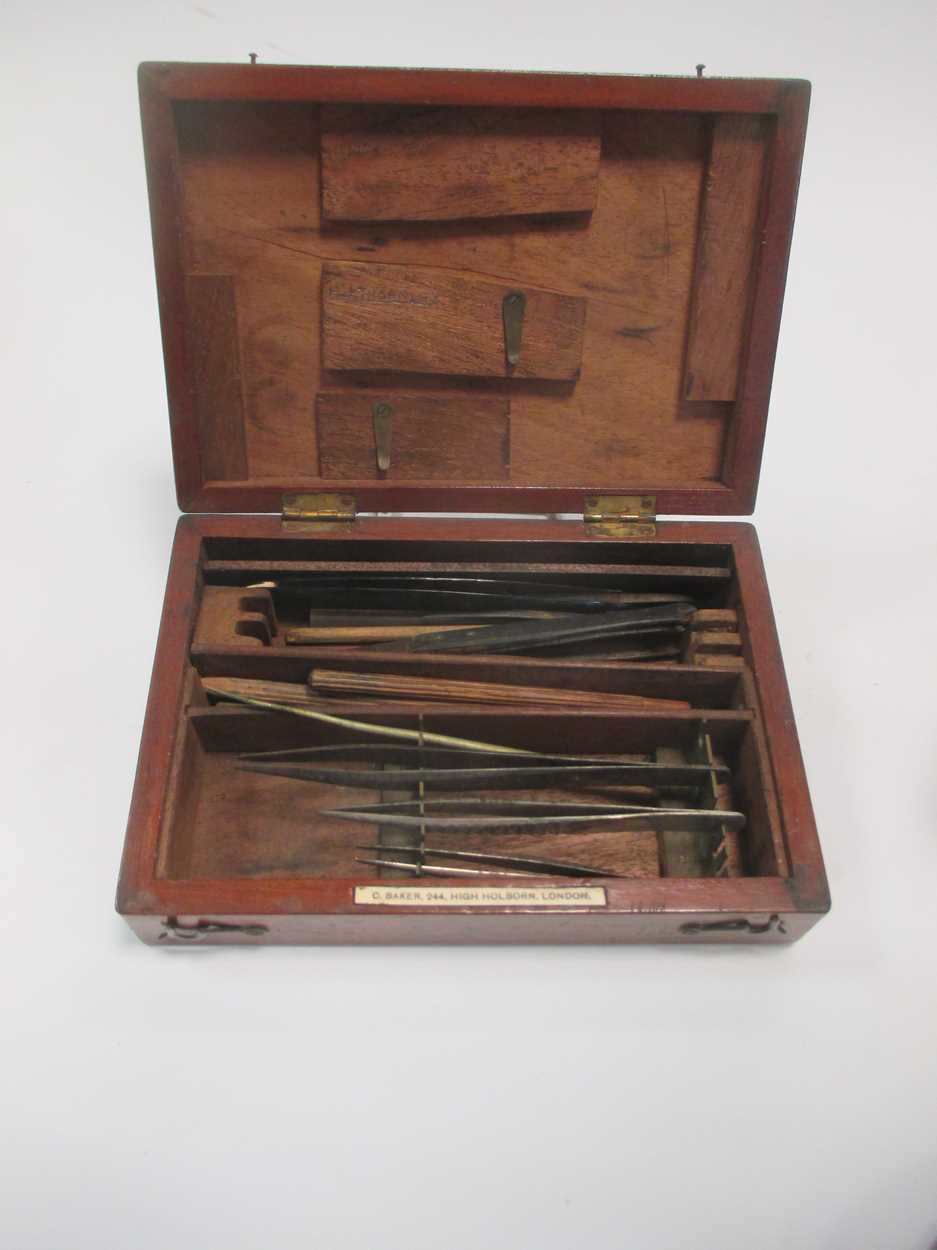 An Edwardian brass carriage clock, aneroid barometer and medical kit - Image 5 of 5