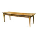 A 19 th century French provincial farmhouse table, together with a set 8 of 20 th century French