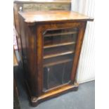 A late 19th century walnut music cabinet, with glazed front, 97 x 65 x 39cm