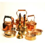 Various Victorian copperware, to include kettles etc