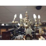 A brass candelabra