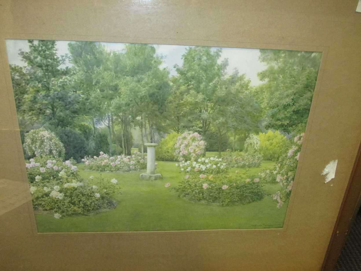 A pair of early 20th century floral or garden watercolours, signed and dated 1913; together with a - Image 2 of 5