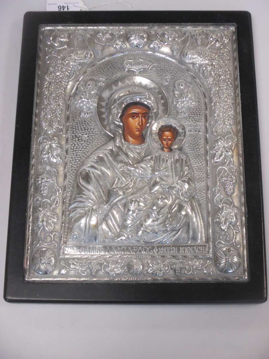 A Greek silver Icon