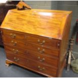 A George III mahogany bureau with fitted pigeon hole interior, 107 x 107 x 55cm