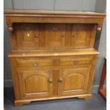 A modern oak court cupboard, 136 x 122 x 45cm