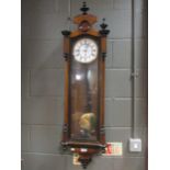 A late 19th century Vienna regulator wall clock, 127cm high