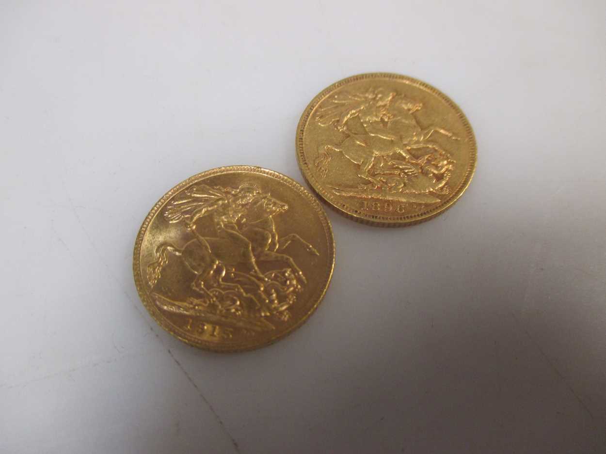 Two gold sovereigns, 1896 and 1915 (2) - Image 2 of 2