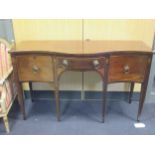 A George III mahogany serpentine sideboard, height 90 x 49 x 56 cmCondition report: 89 high x 148