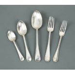 A 43 piece set of Victorian silver flatware,