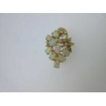 An opal and diamond 'bunch of grapes' brooch / pendant,
