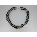 An onyx and silver 'foxtail' necklace,