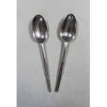 Two Georgian silver double ended table spoon / marrow scoops,