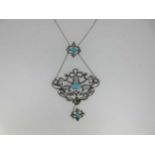 A Belle Époque turquoise and diamond pendant necklace,