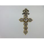 A Continental diamond set cross with enamel and diamond pendant bale,